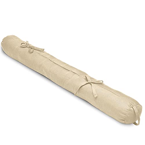 Beautissu Viento Zugluftstopper 100cm - Türluftstopper Haustür Kältestopper für Türen & Fenster - Durchzugstopper mit Tragegriff - Türwindfänger Türdichtung 100x10cm in Creme von Beautissu