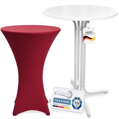 Beautissu Weißer Outdoor Stehtisch klappbar mit Husse 80 cm Bordeaux – Wetterfester Partytisch Sylt + Stretch Stehtischhusse Stella – Platzsparender Bistrotisch Gastro-Qualität TÜV Made in Germany Beautissu Weißer Outdoor Stehtisch klappbar mit Husse 80 cm Bordeaux – Wetterfester Partytisch Sylt + Stretch Stehtischhusse Stella – Platzsparender Bistrotisch Gastro-Qualität TÜV Made in Germany von Beautissu