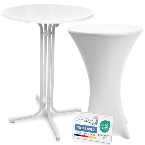 Beautissu Weißer Stehtisch klappbar 80 cm mit Stretch Stehtischhusse Weiß – Outdoor Bistrotisch Kratzfest, UV- & wetterbeständig – Husse rutschfest, waschbar & bügelfrei – Bellini & Stella Beautissu Weißer Stehtisch klappbar 80 cm mit Stretch Stehtischhusse Weiß – Outdoor Bistrotisch Kratzfest, UV- & wetterbeständig – Husse rutschfest, waschbar & bügelfrei – Bellini & Stella von Beautissu