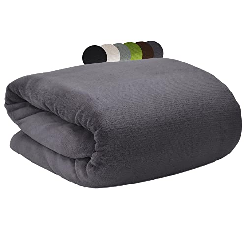 Beautissu Aurelia Kuscheldecke 220x240 cm Anthrazit – Flauschige Wohndecke für Sofa, Couch & Bett - Microfaser Fleecedecke als Tagesdecke oder Sofa Überwurf - weiche Wohnzimmerdecke XXL von Beautissu