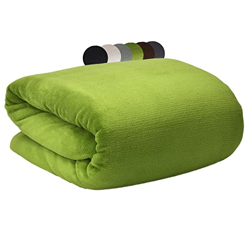 Beautissu Aurelia Kuscheldecke 220x240 cm Grün – Flauschige Wohndecke für Sofa, Couch & Bett - Microfaser Fleecedecke als Tagesdecke oder Sofa Überwurf - weiche Wohnzimmerdecke XXL von Beautissu