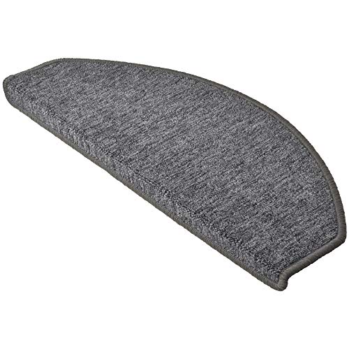 Beautissu XXL Treppenstufen Matten 65x28 cm – 15 Stück Gängige Treppen Stufenmatten Selbstklebend Innen Treppenmatten Stufenmatte Teppich Treppenteppich Stufenteppich Halbrund Grau – ProStair von Beautissu