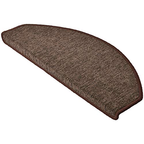Beautissu XXL Treppenstufen Matten 65x28 cm – 15 Stück Gängige Treppen Stufenmatten Selbstklebend Innen Treppenmatten Stufenmatte Teppich Treppenteppich Stufenteppich Halbrund Braun – ProStair von Beautissu