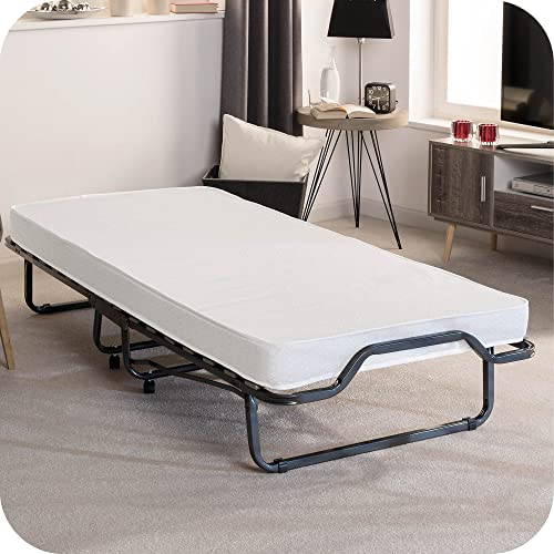 Beautissu klappbares Gästebett 80x200 cm Venetia – langlebiges & faltbares Reisebett mit 10,5 cm Dicker Schaumstoffkernmatratze - Klappbett mit stabilem Stahlrahmen & 4 Laufrollen inkl. Schutzhülle von Beautissu