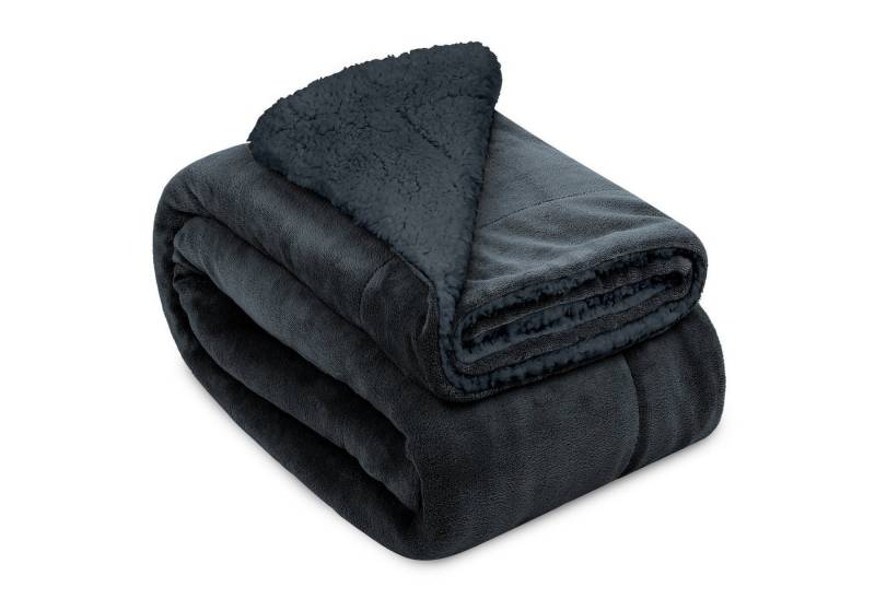 Wohndecke Alina, Beautissu, Sherpa Kuscheldecke anthrazit/anthrazit von Beautissu