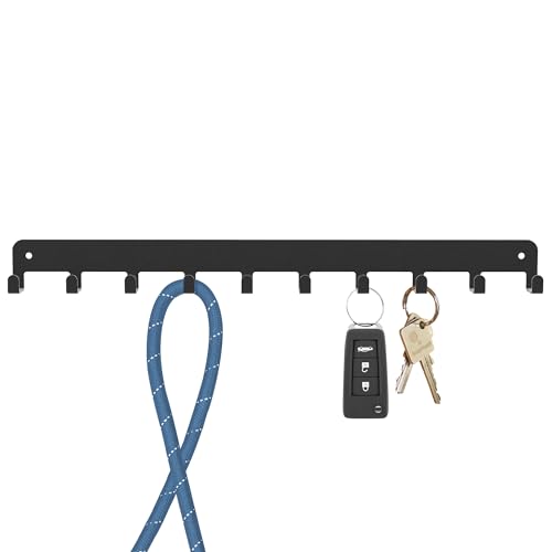 Beautiwall - Stabiler Stahlwand-Schlüsselhalter XL - 10 Haken | Schlüsselhalter aus Metall und Holz mit Haken für Auto, Wohnung, Aufbewahrung, Schlüssel von Beautiwall
