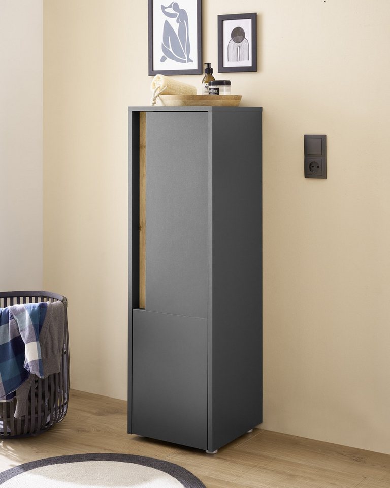 Beauty.Scouts Badmöbel-Set Badschrank "Style", Schrank mit 1 x Tür, 2x Boden, Anthrazit/Eiche von Beauty.Scouts