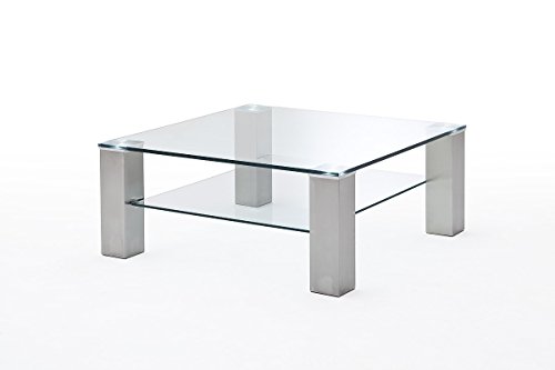 Beauty.Scouts Couchtisch 'Beiros' Glas Stollen Metall 90 x 90 cm Beistelltisch Wohnzimmertisch von Beauty.Scouts