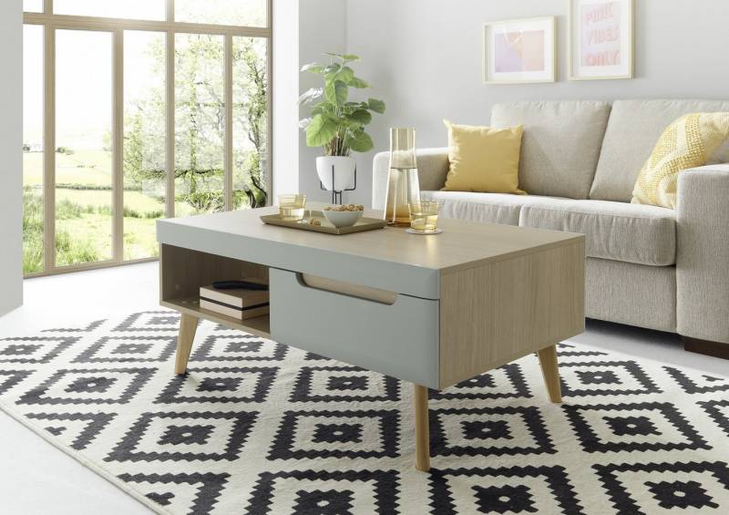 Beauty.Scouts Couchtisch "Lumira" - Scandi Oak Dekor & Pistaccio Matt, 107/ 46/ 67 von Beauty.Scouts