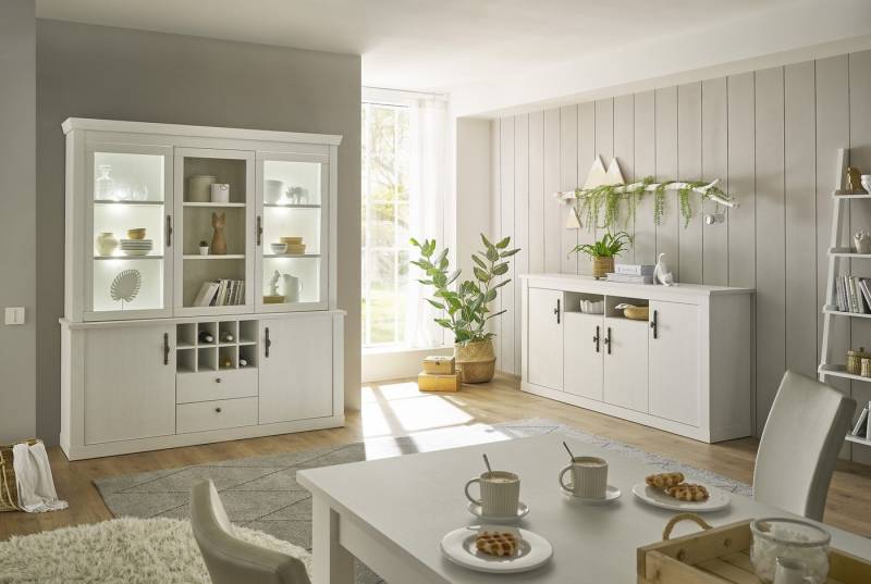 Beauty.Scouts Esszimmer-Set Kombination 2er Set "Hygge", Korpus/Front: Pinie Weiß Dekor, Esszimmer von Beauty.Scouts