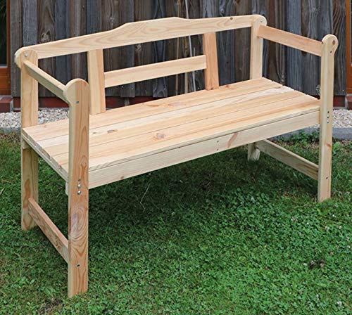 Beauty.Scouts Gartenbank Otto 2-Sitzer Kiefernholz massiv Natur 118x45x78cm Bank Garten Bank Holz Holzbank Landhausstil Terrassenbank Balkonbank Balkon Terrasse von Beauty.Scouts