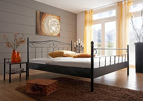 Beauty.Scouts Metallbett Fila schwarz Silber gewischt mit Kopf- + Fußteil verschied Größen DICO Bett Übergröße kleine Größe Sondergröße Schlafzimmerbett Größe 180 x 200 cm von Beauty.Scouts