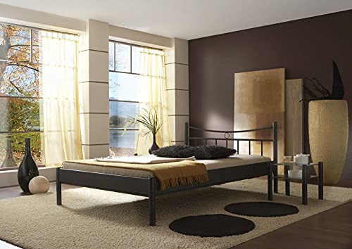 Beauty.Scouts Metallbett Fina I schwarz Struktur matt mit Kopfteil verschied. Größen DICO Bett Übergröße kleine Größe Sondergröße Schlafzimmerbett Größe 100 x 220 cm von Beauty.Scouts