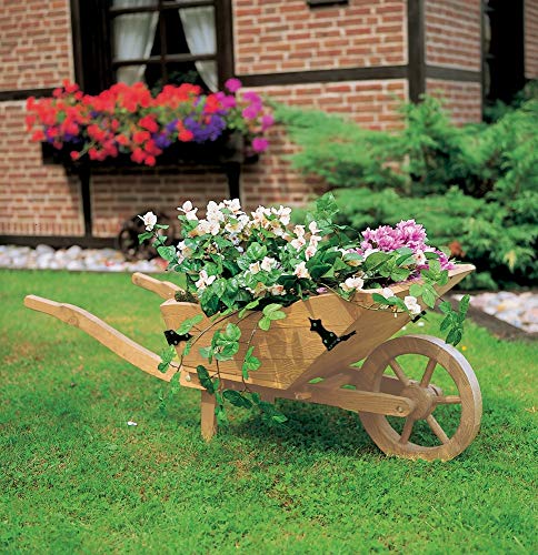 Beauty.Scouts Pflanzkarre Blumenkarre Marita Blumenkarre honigbraun wetterfest 145x56x52cm Blumenkasten Blumenschubkarre Pflanzschubkarre Pflanzenkarre Gartendeko von Beauty.Scouts