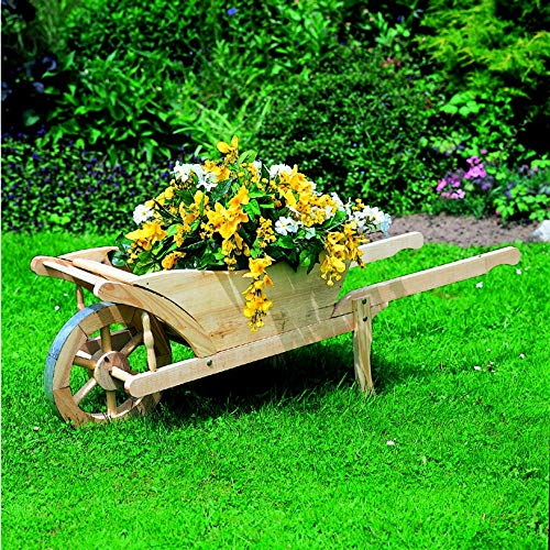 Beauty.Scouts Pflanzkarre Blumenkarre Mathilde Blumendeko Natur Kiefernholz unbehandelt 131x40x42cm Blumenkasten Pflanzschubkarre Pflanzenkarre Gartendekoration von Beauty.Scouts