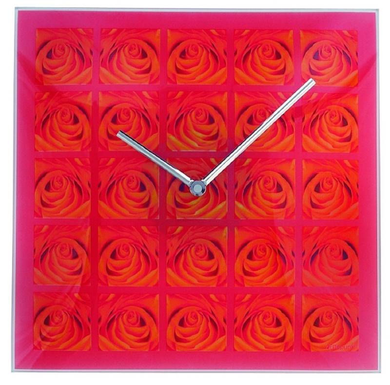 Beauty.Scouts Wanduhr Wanduhr Quartz Wanduhr "Roses" Glas, Küche, 30x30 cm, in Rot von Beauty.Scouts