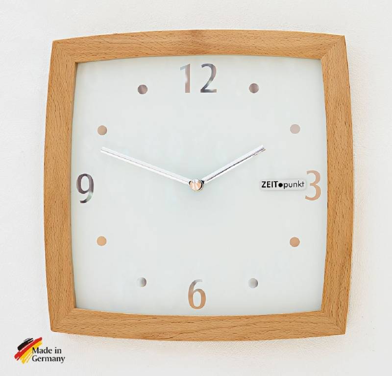 Beauty.Scouts Wanduhr Wanduhr Quartzwanduhr "Nitra" Glas, 33x33 cm, in Buche von Beauty.Scouts