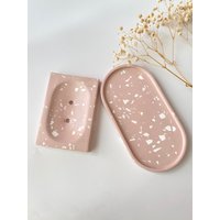 Seifenhalter Mit Ablauf, Badezimmer Terrazzo Zubehör, Suppenschale, Housewarming Geschenke von BeautyofStoneCrafts