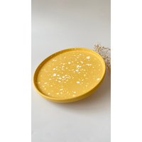 Senfgelber Terrazzo Runde Platte, Dekoratives Serviertablett, Geschenke Für Sie, Weihnachtsgeschenke von BeautyofStoneCrafts