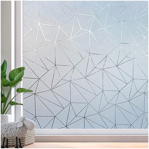 Beautysaid Fensterfolie Sichtschutzfolie für Glasfenster Milchglas Sichtschutzfolie Dreieck Muster Anti UV Blickdicht Fenster Frosting Selbstklebend Fenster Aufkleber Abdeckung Statische Haftung Kein von Beautysaid