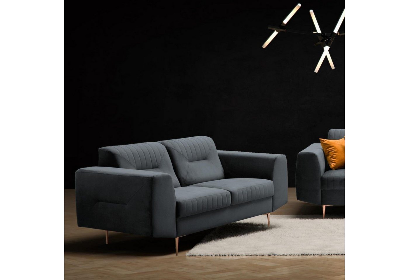 Beautysofa 2-Sitzer VENEZIA, Relaxsofa im modernes Design, mit Metallbeine, Zweisitzer Sofa aus Velours von Beautysofa