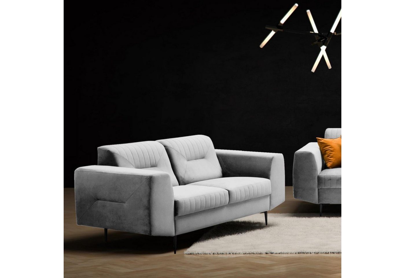 Beautysofa 2-Sitzer VENEZIA, Relaxsofa im modernes Design, mit Metallbeine, Zweisitzer Sofa aus Velours von Beautysofa