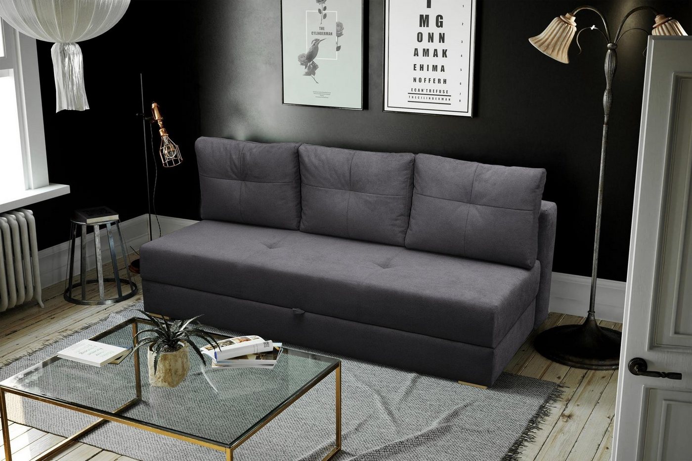 Beautysofa 3-Sitzer Dafne, mit Bettkasten, Schlaffunktion, Couch, Schlafsofa, Sofa von Beautysofa