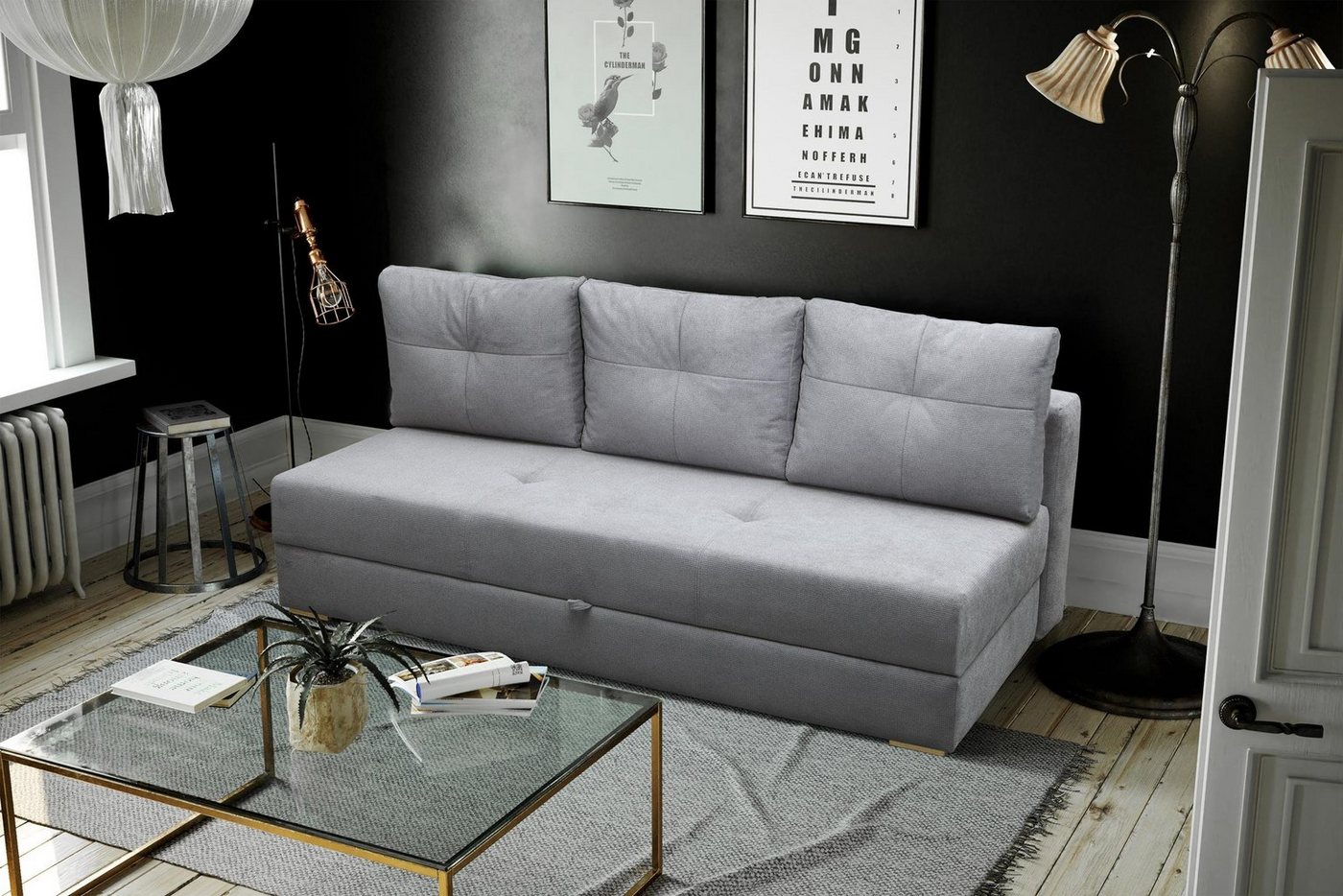 Beautysofa 3-Sitzer Dafne, mit Bettkasten, Schlaffunktion, Couch, Schlafsofa, Sofa von Beautysofa