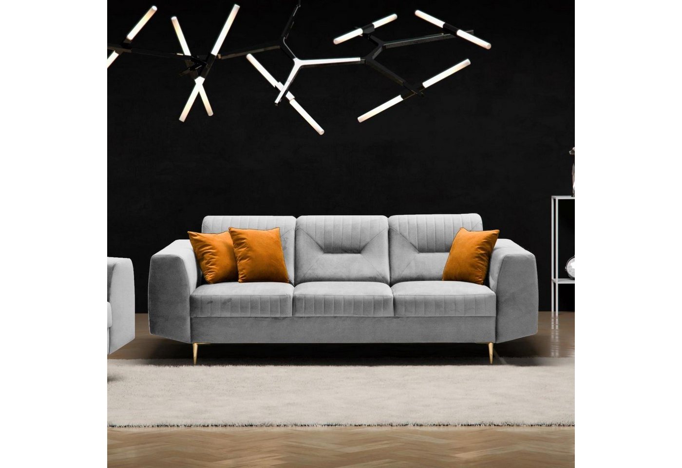 Beautysofa 3-Sitzer VENEZIA, Polstersofa im modernes Design, mit Metallbeine, Dreisitzer Sofa aus Velours von Beautysofa