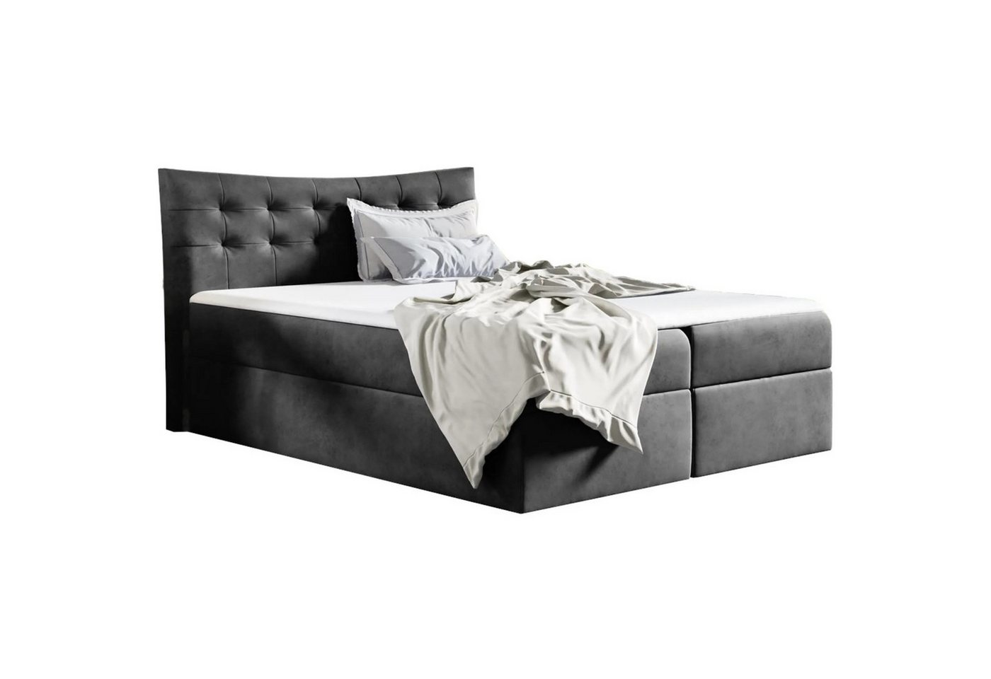 Beautysofa Boxspringbett BAHAMA (Bett, Doppelbett inklusive Automatik mit Federn), mit Bettkasten, Federkernmatratze, Topper-Matratzen von Beautysofa