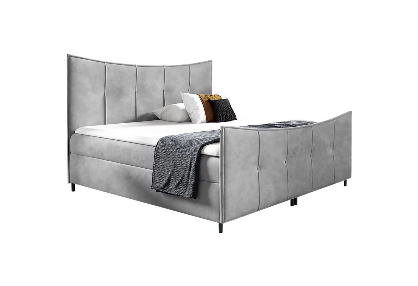 Beautysofa Boxspringbett BERGO LUX (Doppelbett, Bett), Polsterbett im modernes Design, inklusive Federkern, mit Topper von Beautysofa