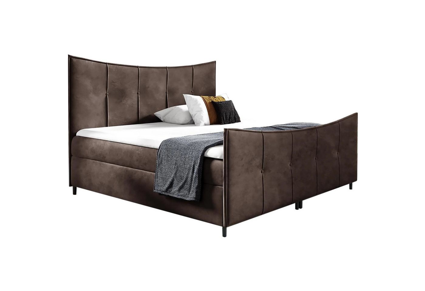 Beautysofa Boxspringbett BERGO LUX (Doppelbett, Bett), Polsterbett im modernes Design, inklusive Federkern, mit Topper von Beautysofa