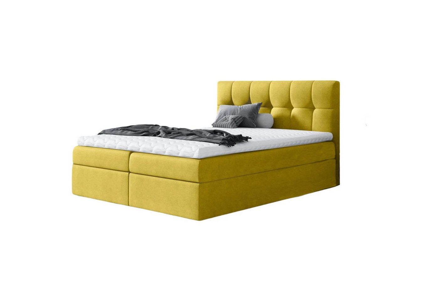 Beautysofa Boxspringbett Kontinentales Bett mit Matratze und Behälter inklusive Cori (mit Matratze und Topper), Doppelbett, Polsterbett mit zwei Bettkästen von Beautysofa