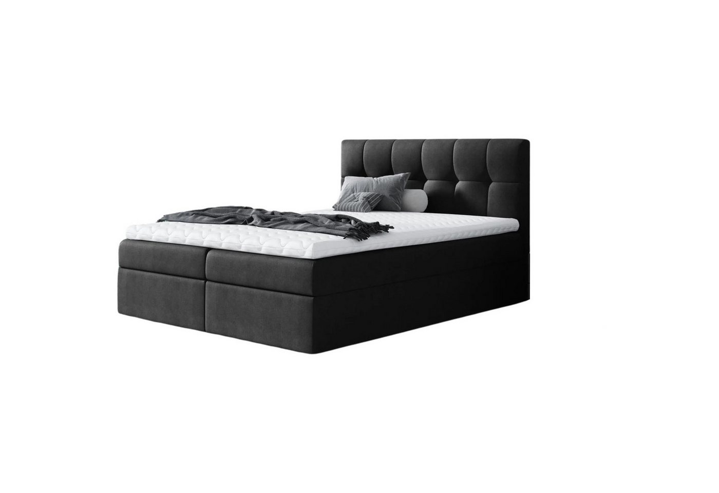 Beautysofa Boxspringbett Kontinentales Bett mit Matratze und Behälter inklusive Cori (mit Matratze und Topper), Doppelbett, Polsterbett mit zwei Bettkästen von Beautysofa