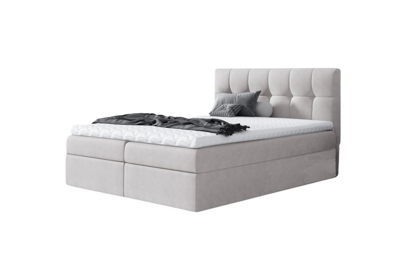 Beautysofa Boxspringbett Kontinentales Bett mit Matratze und Behälter inklusive Cori (mit Matratze und Topper), Doppelbett, Polsterbett mit zwei Bettkästen von Beautysofa