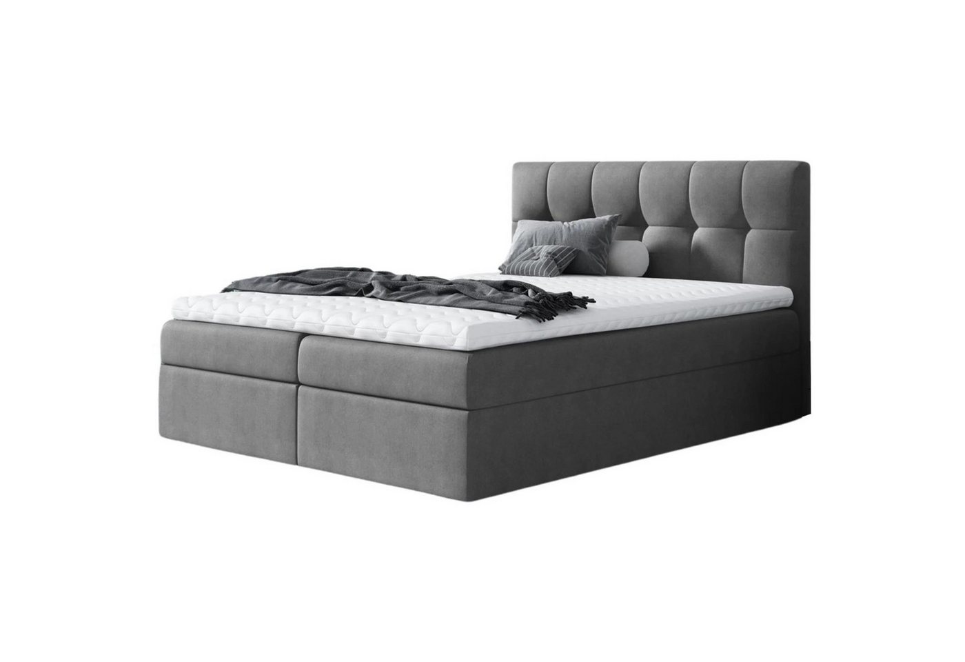 Beautysofa Boxspringbett Cori (mit Matratze und Topper), Doppelbett, Polsterbett mit zwei Bettkästen von Beautysofa