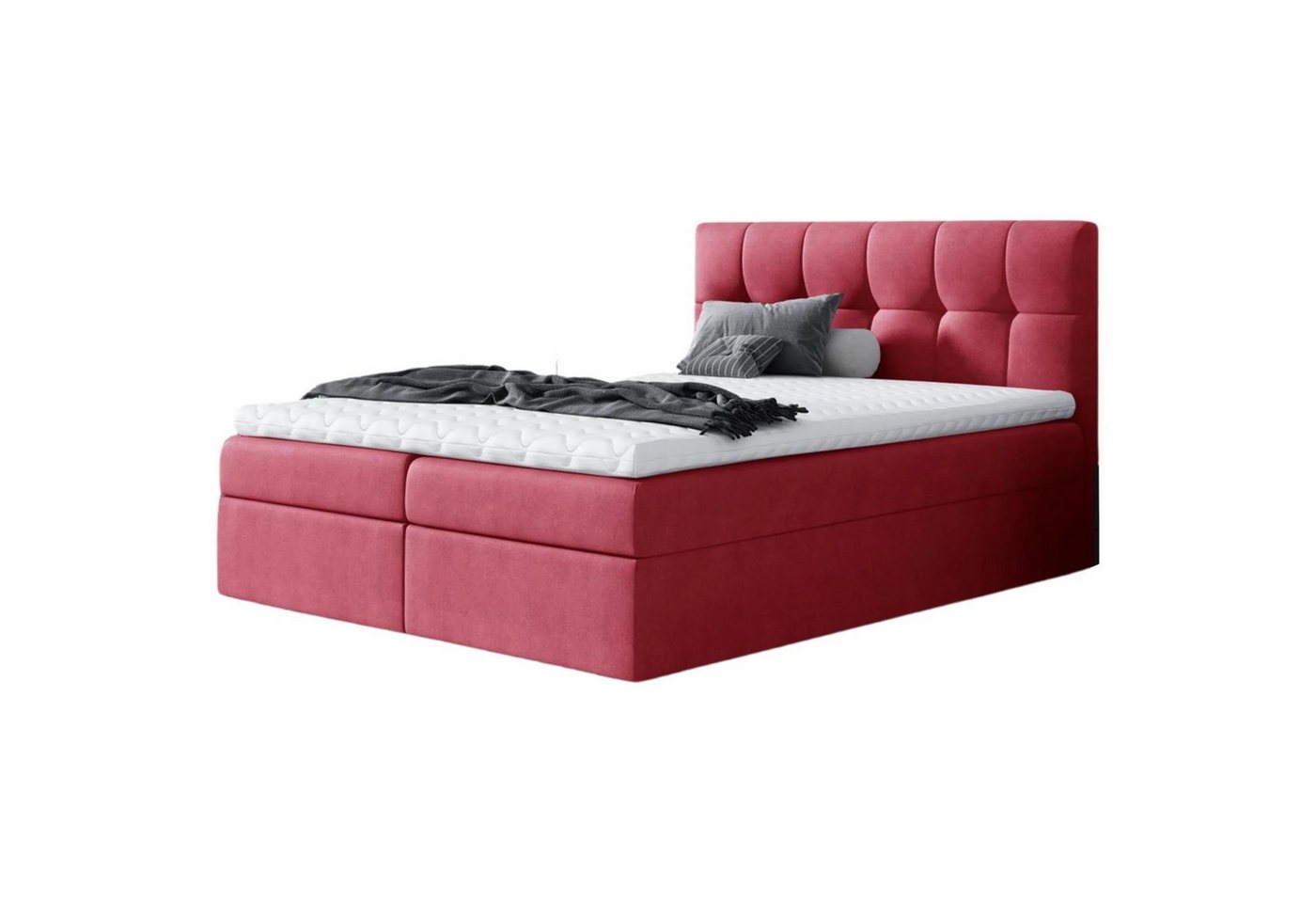 Beautysofa Boxspringbett Kontinentales Bett mit Matratze und Behälter inklusive Cori (mit Matratze und Topper), Doppelbett, Polsterbett mit zwei Bettkästen von Beautysofa