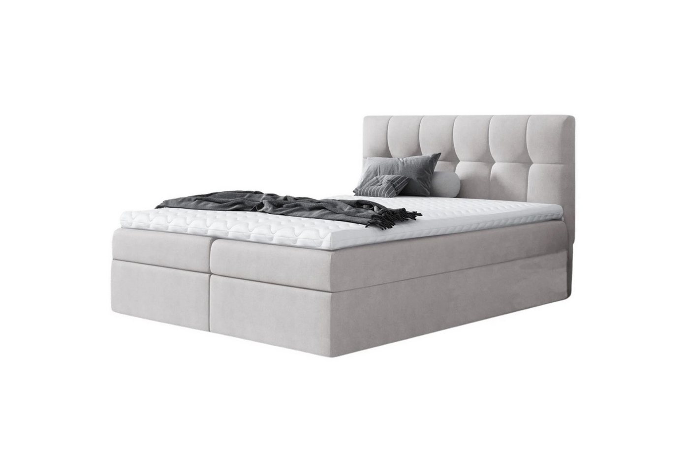 Beautysofa Boxspringbett Cori (mit Matratze und Topper), Doppelbett, Polsterbett mit zwei Bettkästen von Beautysofa