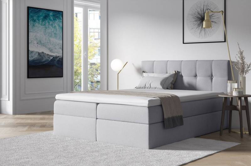 Beautysofa Boxspringbett Empori, Polsterbett, Topper, Matratze und 2 Bettkästen, Federautomat (Topper, Matratze und 2 Bettkästen + Federautomat), Velours Bett mit Kopfteil von Beautysofa