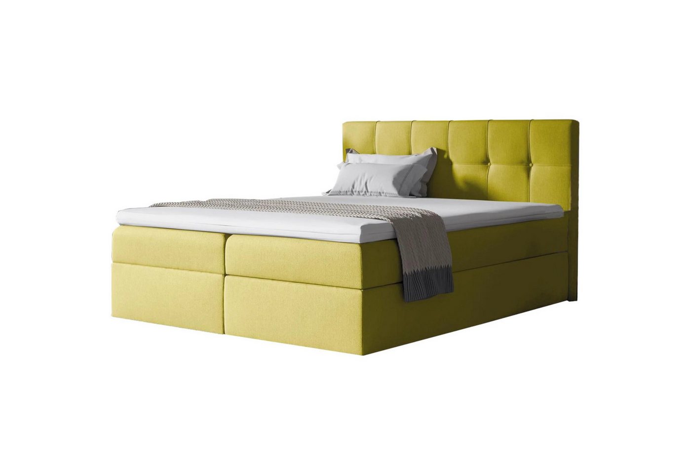 Beautysofa Boxspringbett Empori (Topper, Matratze und 2 Bettkästen + Federautomat), Velours Bett mit Kopfteil von Beautysofa