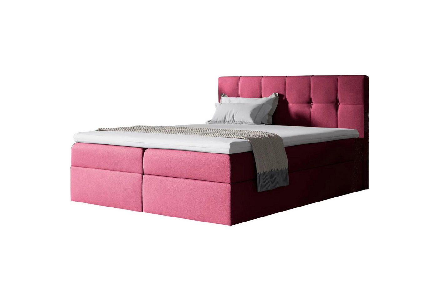 Beautysofa Boxspringbett Empori Die Lieferung beinhaltet die Lieferung in die Wohnung (Topper, Matratze und 2 Bettkästen + Federautomat), Velours Bett mit Kopfteil von Beautysofa