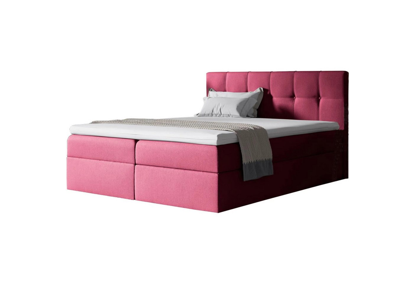 Beautysofa Boxspringbett Empori (Topper, Matratze und 2 Bettkästen + Federautomat), Velours Bett mit Kopfteil von Beautysofa