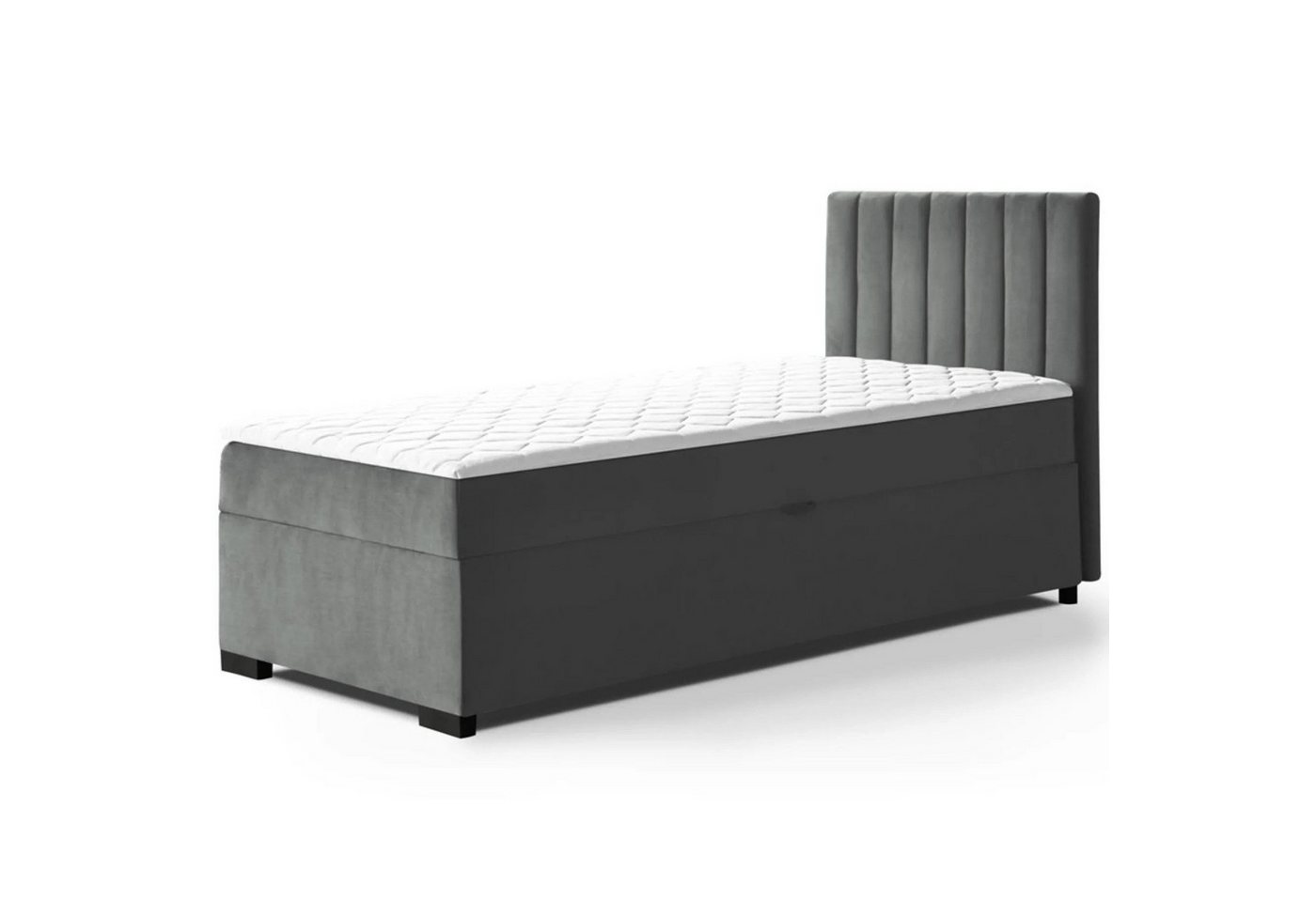 Beautysofa Boxspringbett Eric (kleines Bett, inkl. Federkernmatratze, Topper, Bettkasten), Einzelbett im modernes Stil, Boxspring 90 cm von Beautysofa