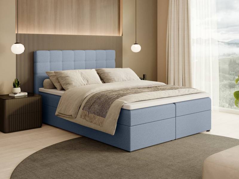 Beautysofa Boxspringbett Kontinentales mit Bettkasten TOPIQ BOUCLÉ (mit FEDERKERNMATRATZE und TOPPER-MATRATZE), 140, 160, 180 cm, mit 2x Bettkästen, Federkernmatratze von Beautysofa