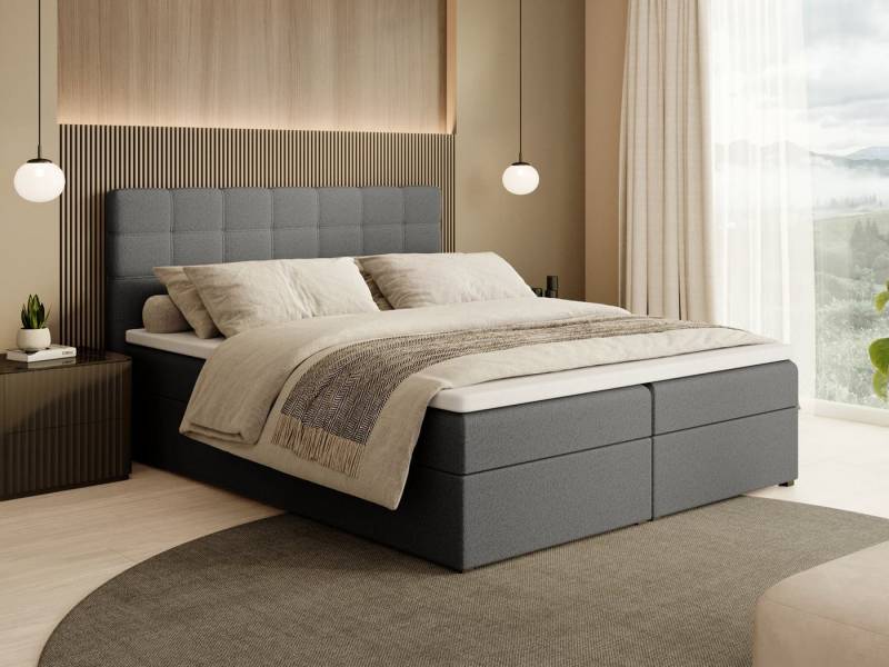 Beautysofa Boxspringbett Kontinentales mit Bettkasten TOPIQ BOUCLÉ (mit FEDERKERNMATRATZE und TOPPER-MATRATZE), 140, 160, 180 cm, mit 2x Bettkästen, Federkernmatratze von Beautysofa
