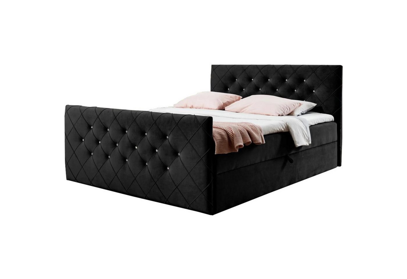 Beautysofa Boxspringbett Mallorca (Bett mit 2 Bettkasten, im modernes Stil), mit Bonnellfederkernmatratze, 120 / 140 / 160 / 180 / 200 cm von Beautysofa