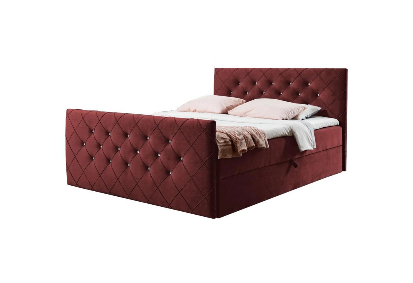 Beautysofa Boxspringbett Mallorca (Bett mit 2 Bettkasten, im modernes Stil), mit Bonnellfederkernmatratze, 120 / 140 / 160 / 180 / 200 cm von Beautysofa