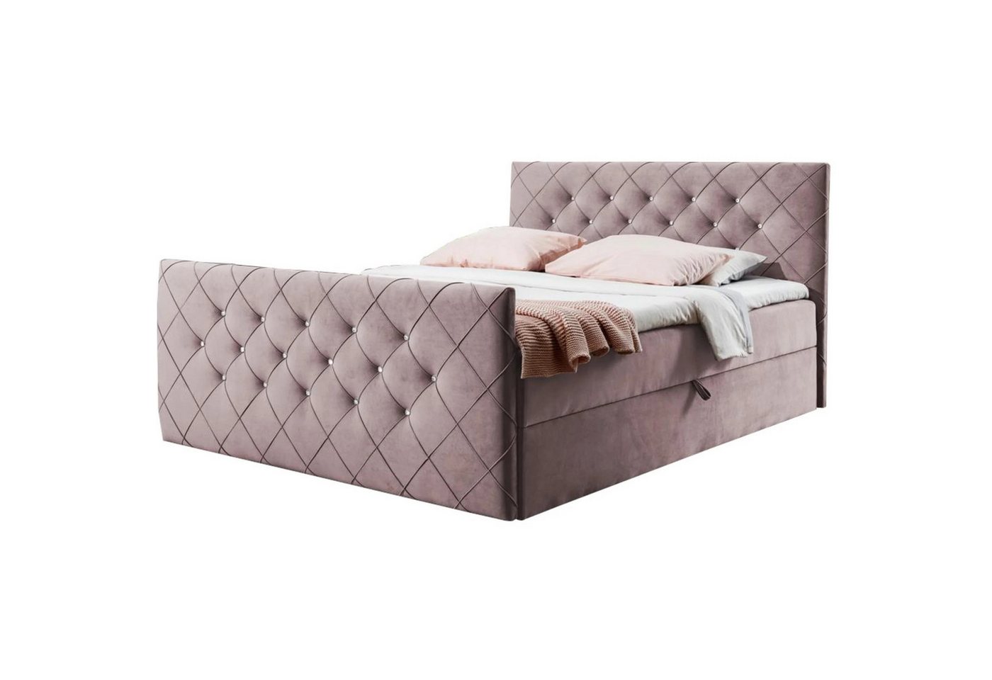 Beautysofa Boxspringbett Mallorca (Bett mit 2 Bettkasten, im modernes Stil), mit Bonnellfederkernmatratze, 120 / 140 / 160 / 180 / 200 cm von Beautysofa