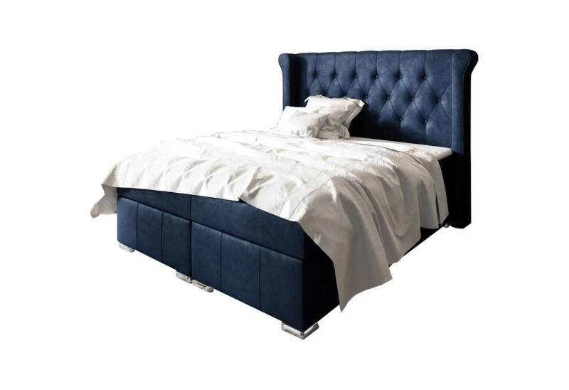 Beautysofa Boxspringbett Massi mit 2 Bettkäasten (Bonnellfederkernmatratzen, mit Topper), mit automatische auf Federn, Kopfteil gesteppt und gepolstert von Beautysofa
