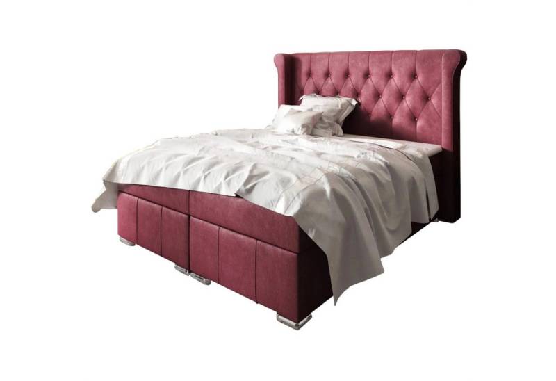 Beautysofa Boxspringbett Massi mit 2 Bettkäasten (Bonnellfederkernmatratzen, mit Topper), mit automatische auf Federn, Kopfteil gesteppt und gepolstert von Beautysofa
